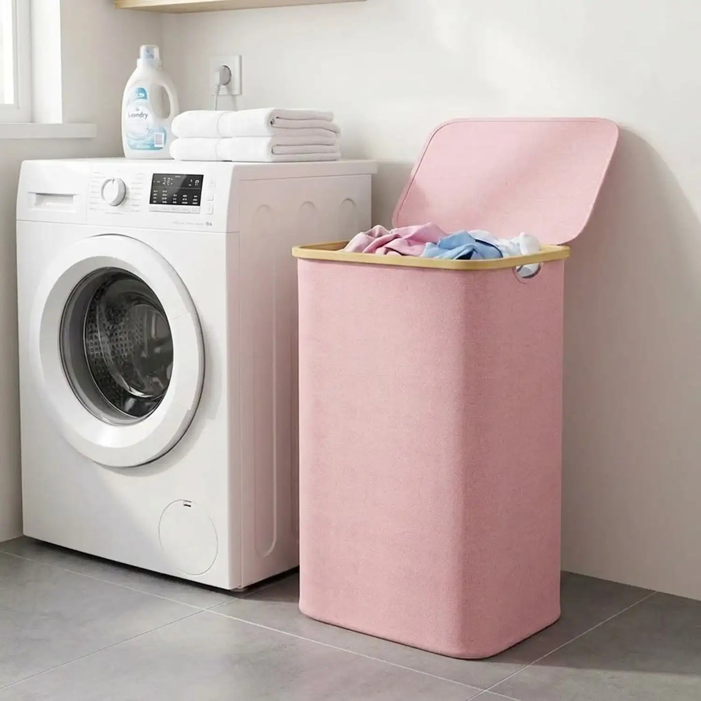 110L Large Capacity Laundry Hamper with Lid & Handles.  Collapsible Oxford Fabric Basket