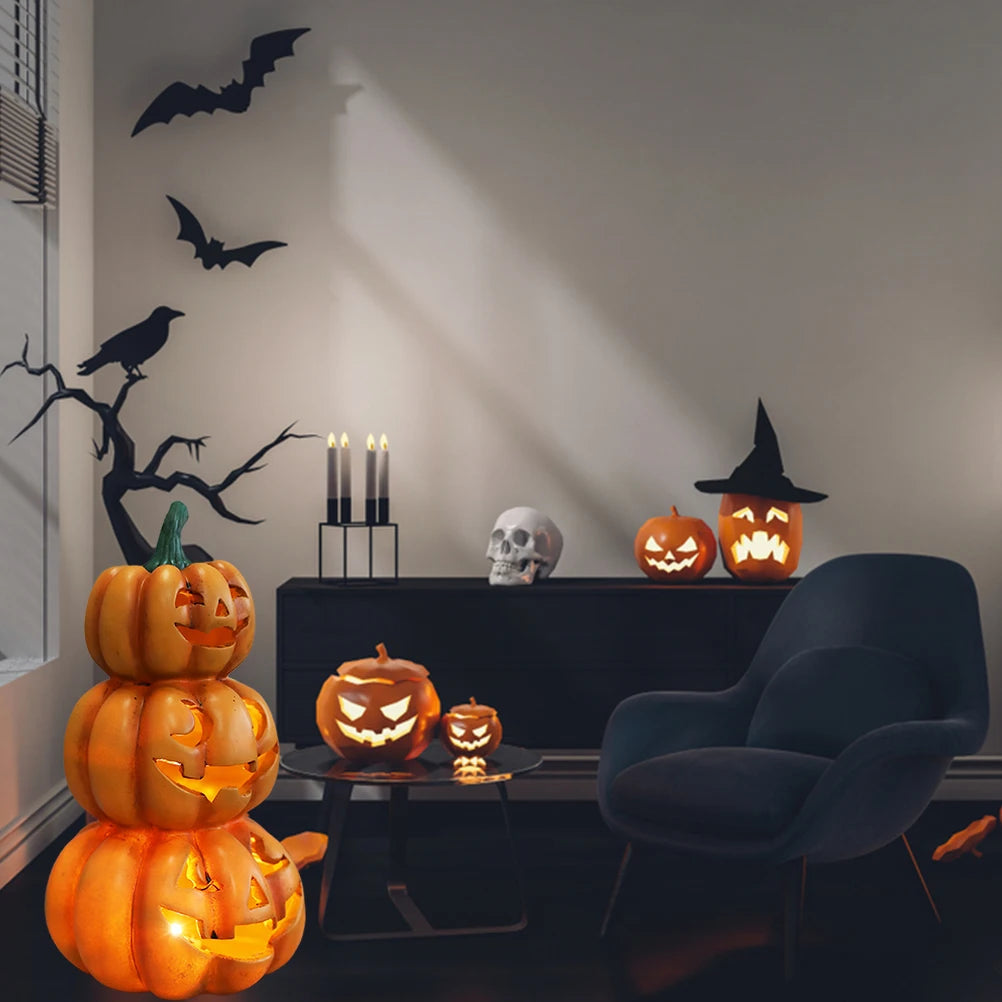 Halloween Light Up Stacked Pumpkins Halloween Party Decor Indoor Outdoor Decorations Halloween Pumpkin Light