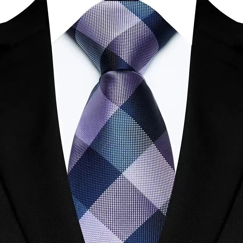 Luxury Men’s Plaid Business Necktie. Classic Checkered Jacquard Tie