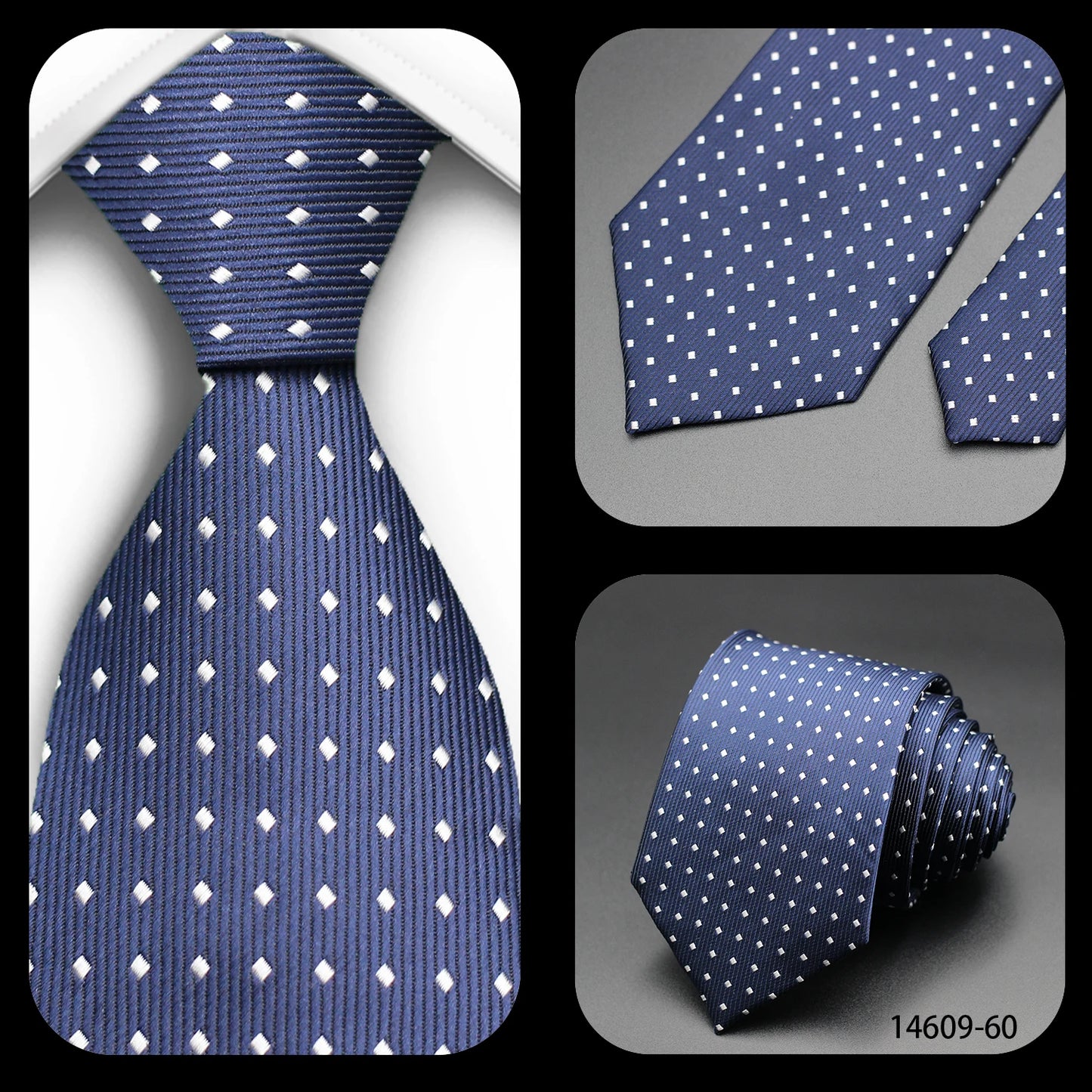 Men’s Classic 7cm Polka Dot Necktie. Luxury Business, Wedding & Formal Dress Tie