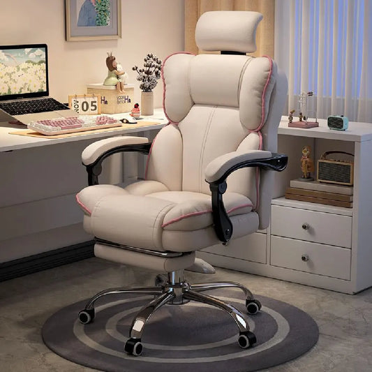 Executive Office Chair with Foot Rest High Back Office Chair Computer Gaming Chairs Big and Tall PU Leather Office Brown Compute
