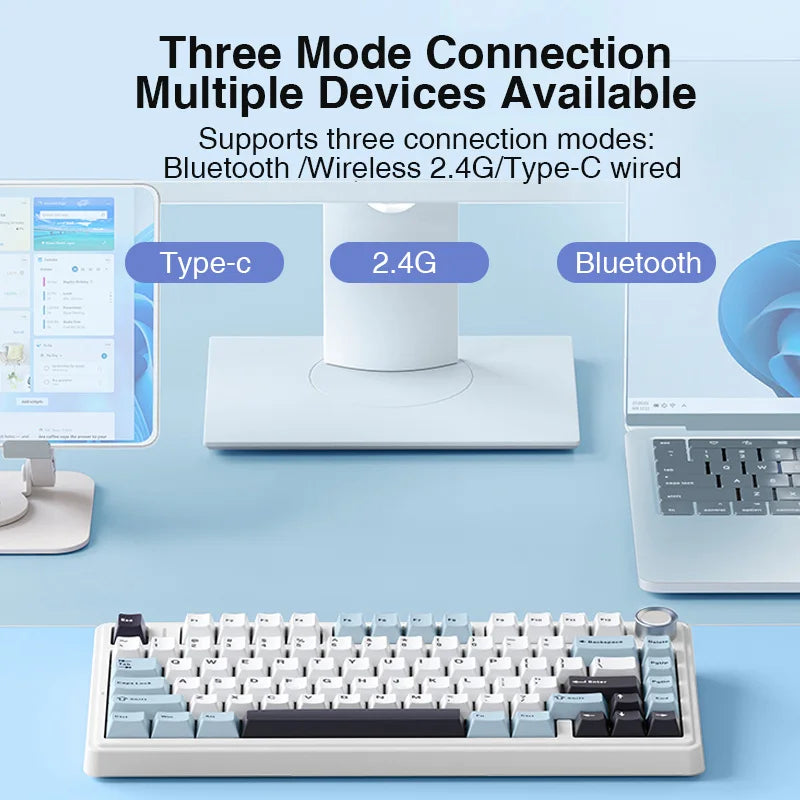 AULA F75 Wireless Mechanical Gaming Keyboard .Bluetooth, 2.4G & Wired RGB Keyboard with Hot-Swappable Keys