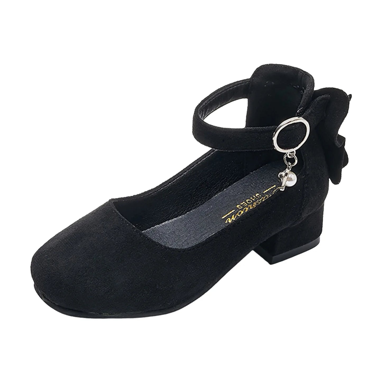 Kids High Heeled Shoes Girls Princess Sandals For Party Wedding Dance Childrens Fashion Velvet Solid Leather Shoes 2025 Spring