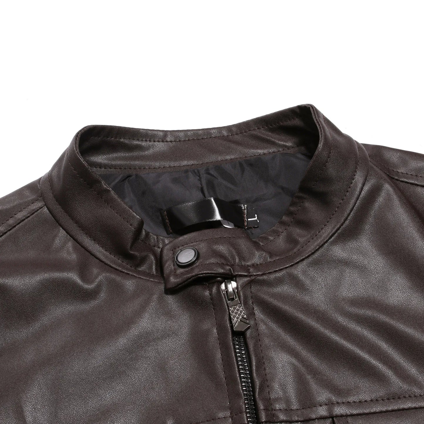 Men’s Faux Leather Bomber Jacket Slim Fit Zipper Fashion Coat
