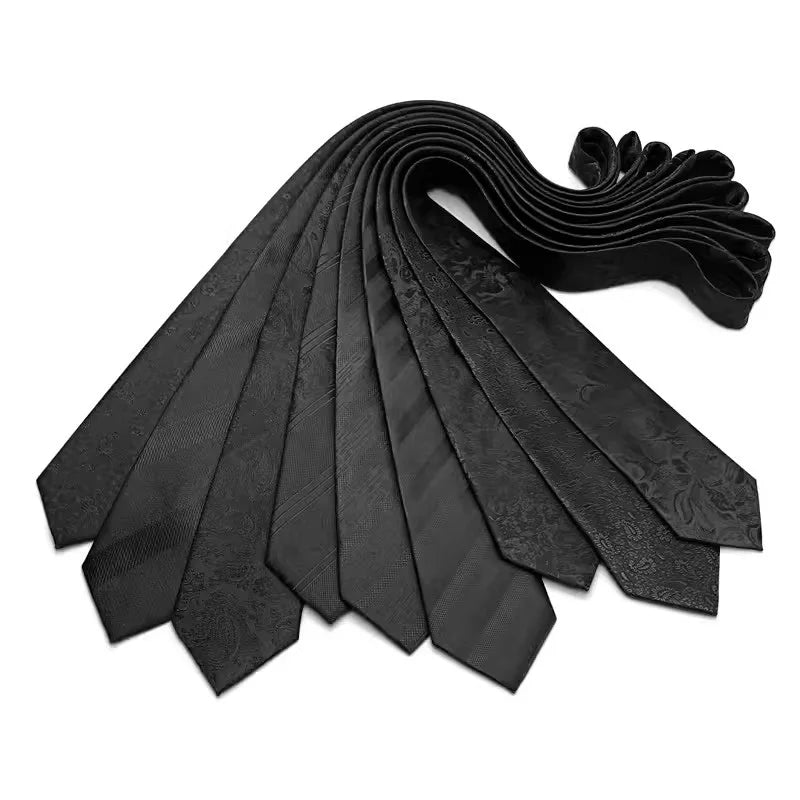 Luxury 8CM Men’s Black Striped Necktie | Classic Business & Formal Tie for Weddings, Office & Special Occasions