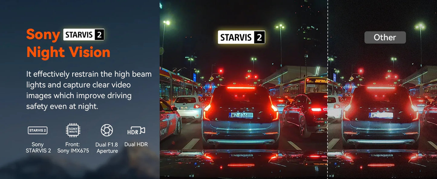 Vantrue S1pro Dashcam 2.7K Front and Rear 5G WiFi 60FPS Hidden Dash Camera HDR Night Vision STARVIS 2 GPS Voice Control