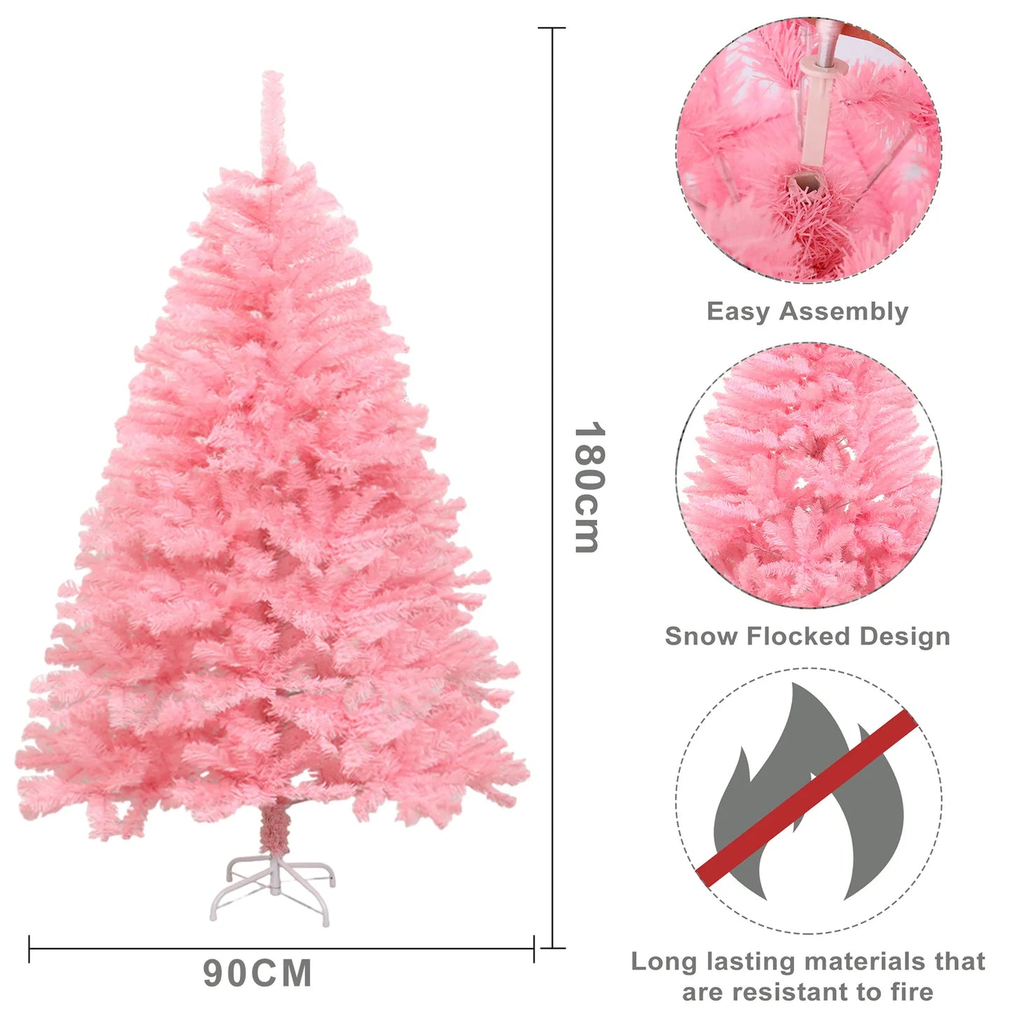 Pink and White Artificial Christmas Tree 6 Ft Outdoor Decor