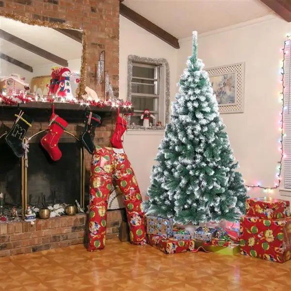 7FT Snow-Flocked Artificial Christmas Tree .870 Branches with Realistic Winter Holiday Design