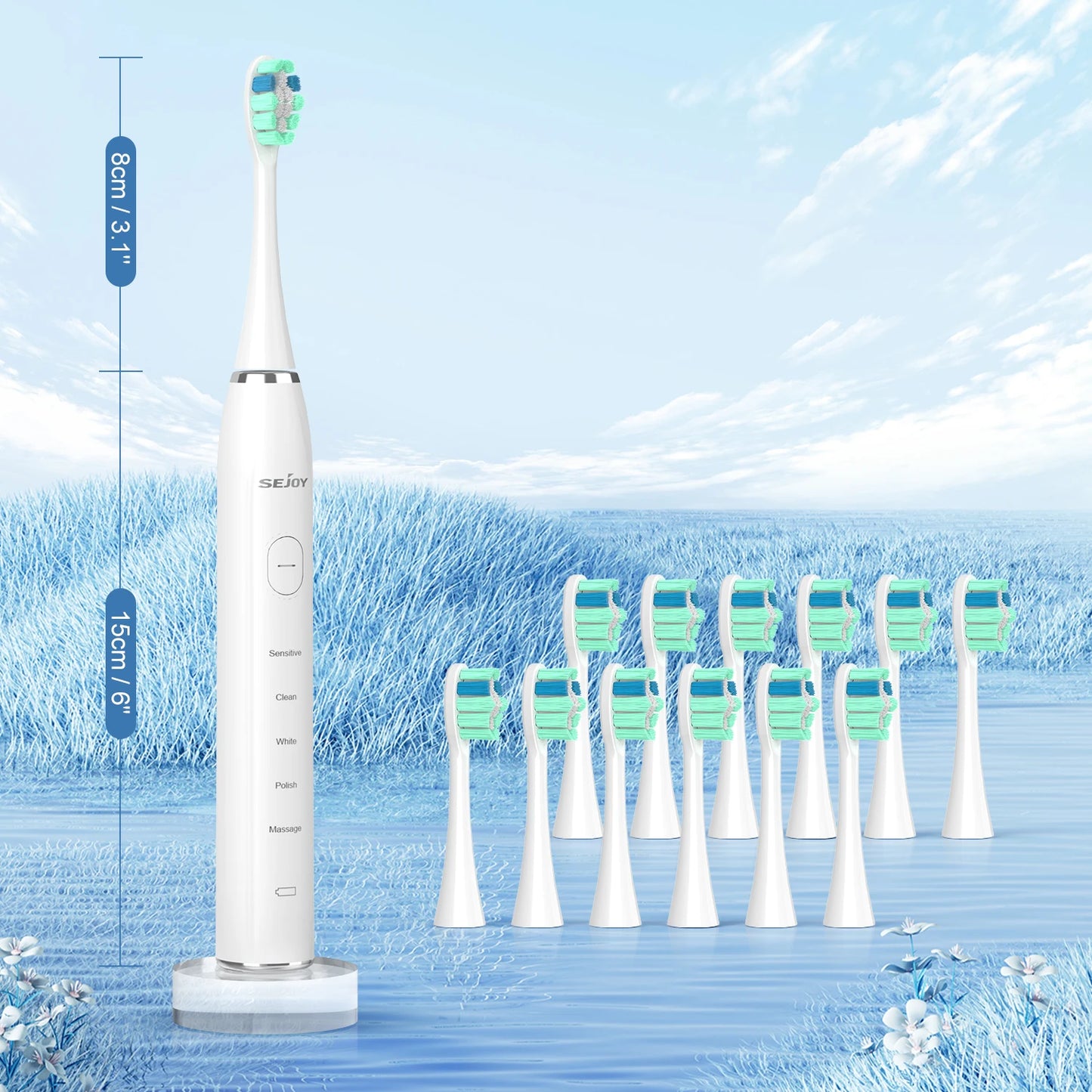 Smart Electric Toothbrush Rechargeable With 12pcs Replacement Head USB Tooth Brush 5 Modes Clean Whitening Sonic Toothbrush