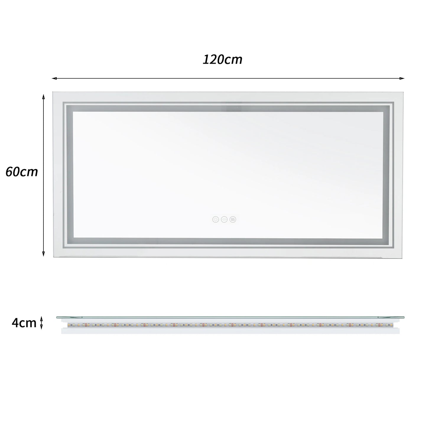 Large Illuminated LED Bathroom Mirror Front Backlit Anti Fog