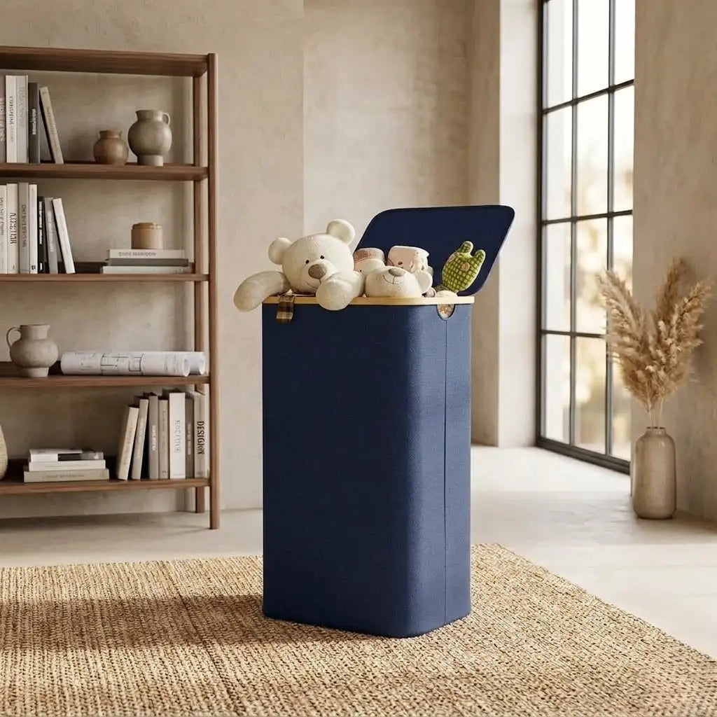 110L Large Capacity Laundry Hamper with Lid & Handles.  Collapsible Oxford Fabric Basket