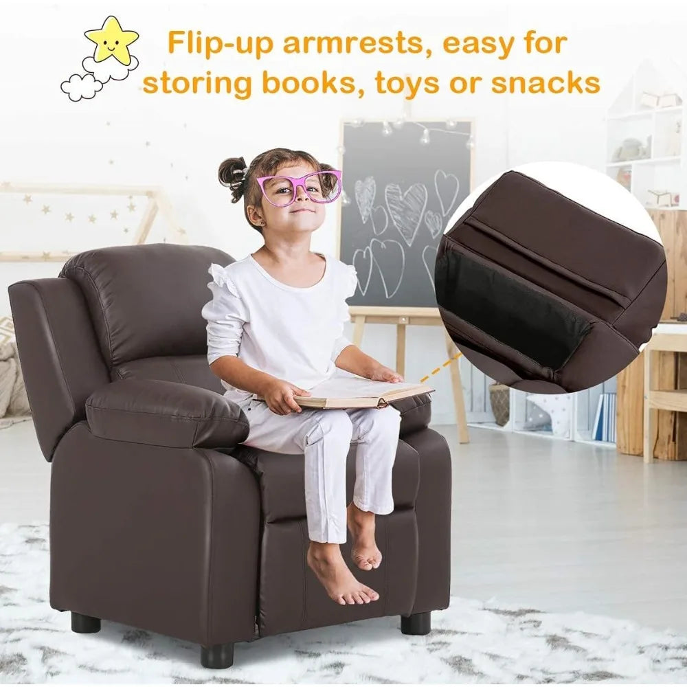 Kids Recliner Sofa Leather Armchair Couch with Footrest And Headrest for Living Room Nursery Gaming Reclining Chair Birthdays