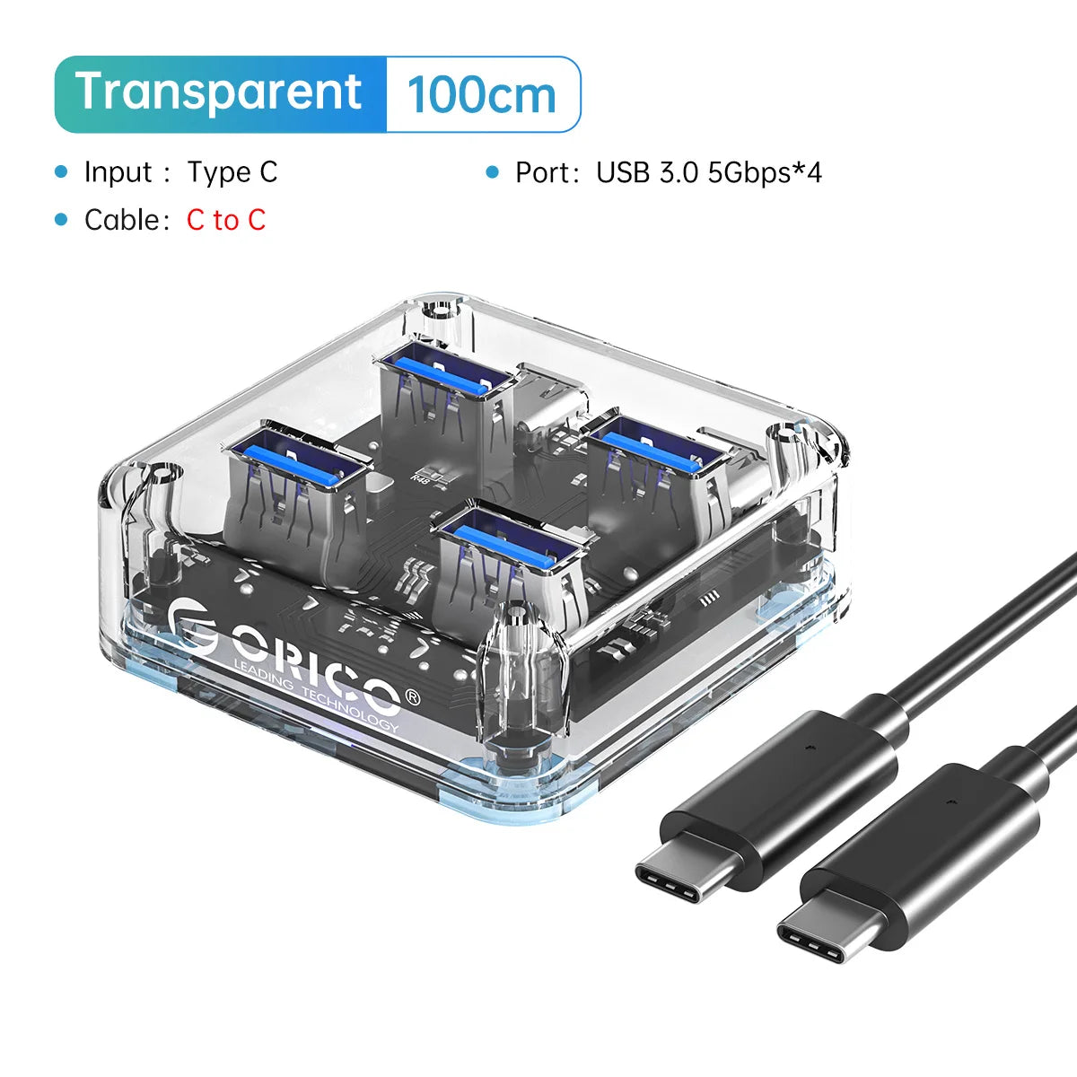 Transparent USB Hub Docking Station with High-Speed Data Transfer & Multi-Port Expansion  Description