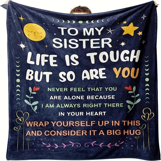 “To My Sister” Inspirational Flannel Throw Blanket .Soft Cozy Gift Blanket