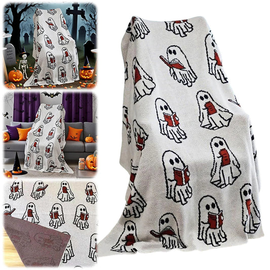 Halloween Ghost Reader Blanket 60 X 70 Inch Throw Blankets Ghost Reading Book Ghosts Throw Blanket Fit Couch Sofa for Adults