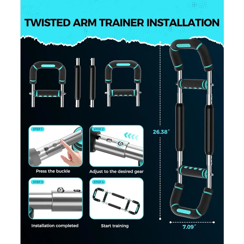 Adjustable Twister Arm Chest Trainer.5-Level Resistance Strength Training Bar 40–130 lbs
