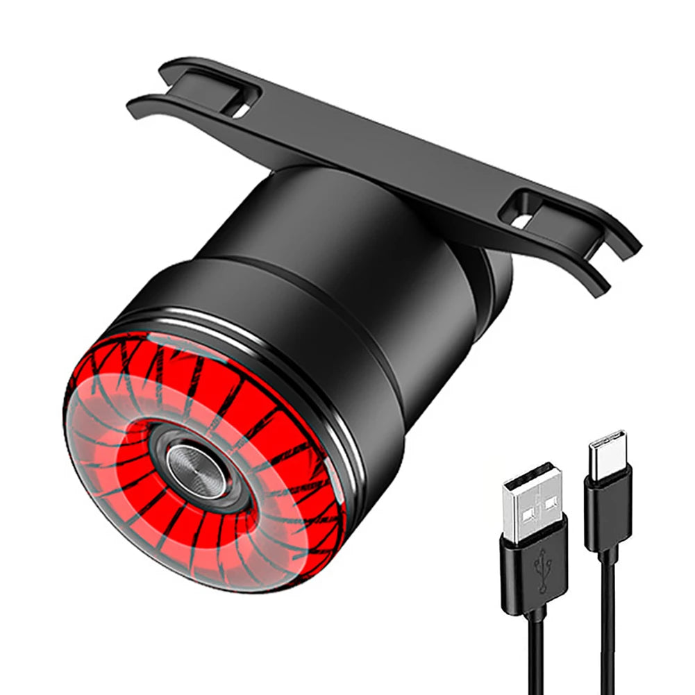LED Bicycle Taillight 5 Modes Rechargeable Mountain Bike Safety Rear Lights Smart Brake Sensing Waterproof Cycling Accessories