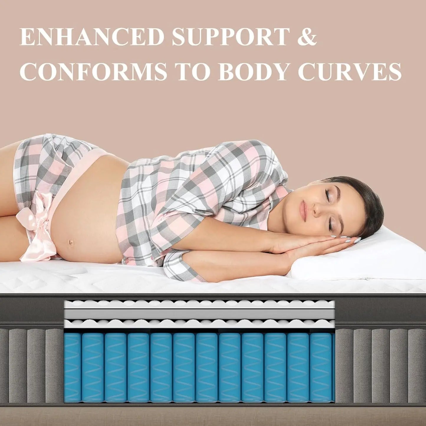 Firm Full Mattress 12 Inch Deep Sleep Hybrid Mattresses Pain Relief 7-Zone Contouring Bed in a Box Extra Lumbar Support 365-Nigh