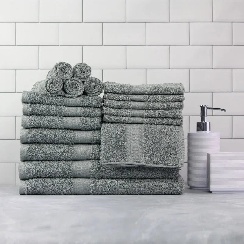 18 Piece Cotton Towel Set 4 Bath 4 Hand 10 Face Towels