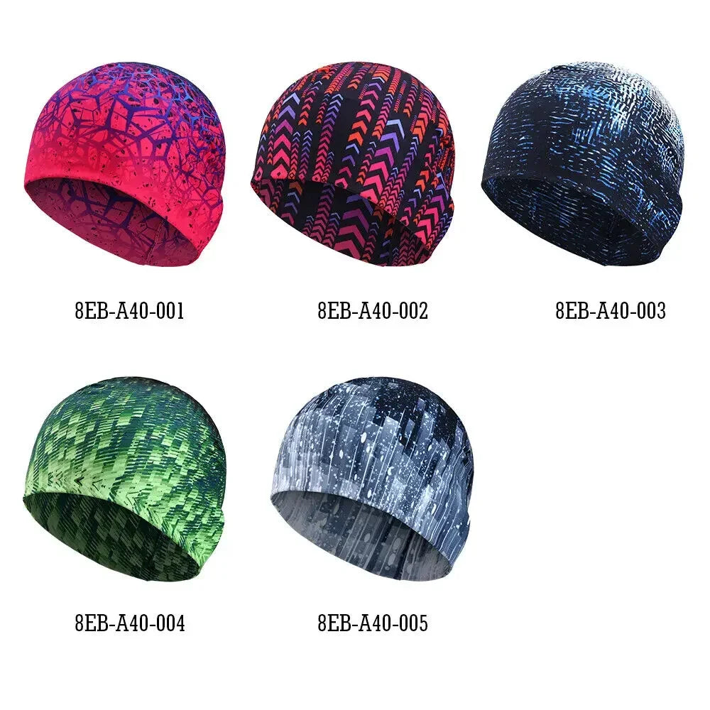Winter Fashion Print Running Hats Cycling Helmet Liner Hat Windproof Ski Lightweight Elastic Skull Caps for Men Women