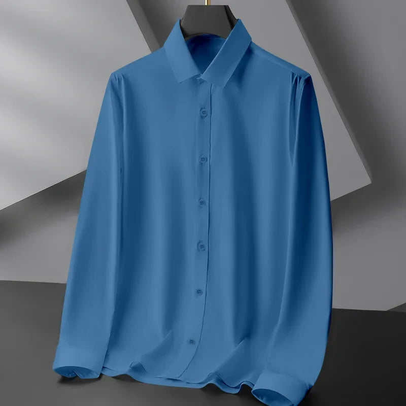 Men’s Business Casual Long Sleeve Shirt.  Wrinkle Resistant Solid Color Button Down