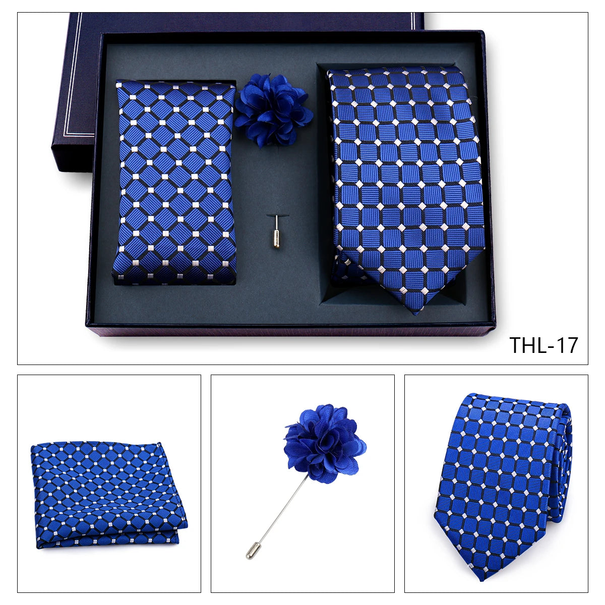 Luxury Men’s Paisley Necktie Gift Set. Silk Tie, Pocket Square, Cufflinks & Gift Box for Weddings & Business