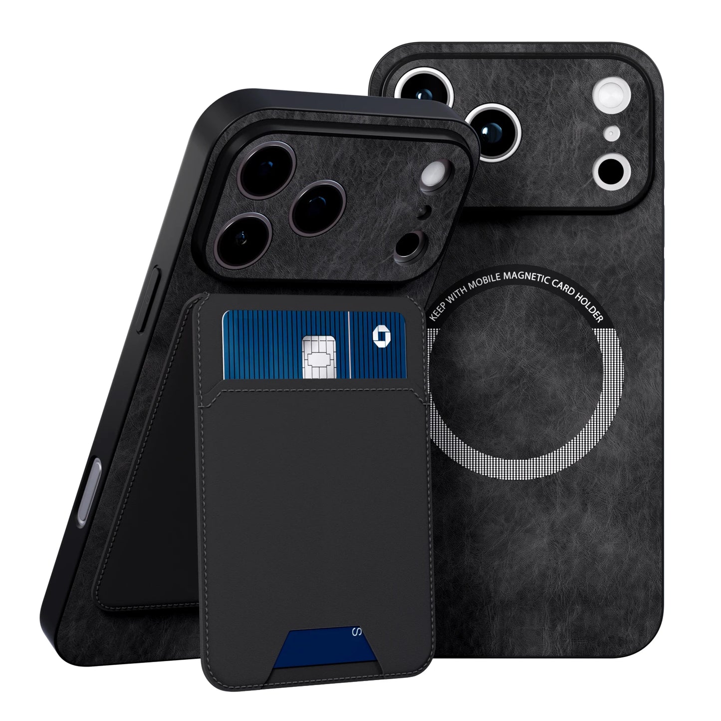 2-in-1 Magnetic Wallet Phone Case with Detachable Card Holder & Stand