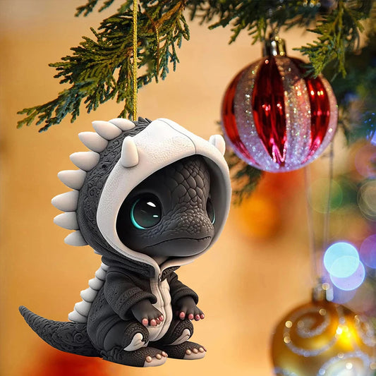 4Pcs Dinosaur Hanging Ornaments Exquisite Christmas Dinosaur Sculpture Realistic Cartoon Dragon Decorations for Xmas Party Decor