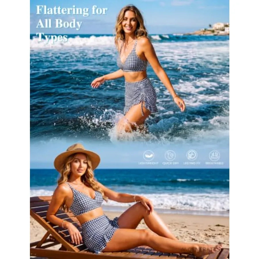 Women’s Solid Halter One-Piece Swimsuit.  Backless Push-Up Swimwear
