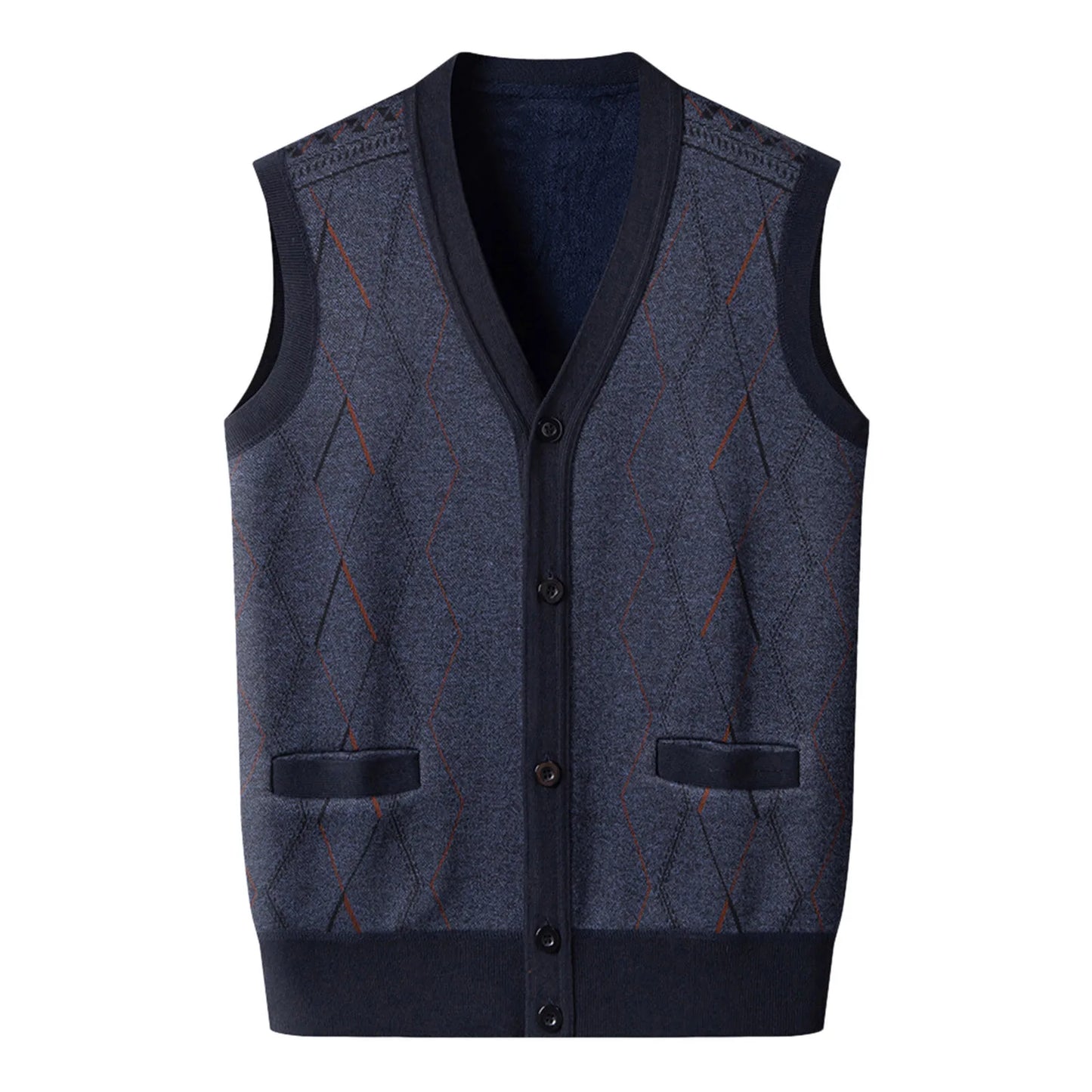 Men’s Vintage Knit Sweater Vest Warm Fleece Lined Casual Winter Outerwear