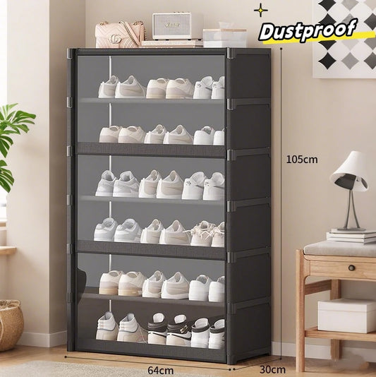 Large Dustproof Shoe Storage Organizer Rack With Clear Door Slipper Sneaker Storage Cabinet Box Plastic High-top Stackable Shelf