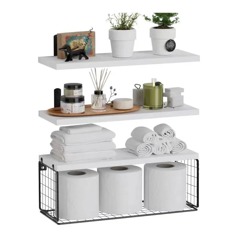 Wall Mounted Floating Shelves 3 Wood Bathroom Shelves Farmhouse Floating Shelf Bathroom Accessories for Bedroom