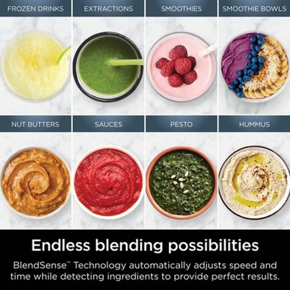 Power Blender Pro 1800W Single Serve BlendSense Technology Smoothies Shakes Food Processing 72oz Pitcher 24oz Cups Dishwasher