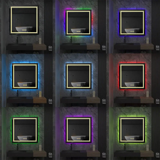 Illuminated LED Bathroom Mirror 800x800mm RGB Backlit