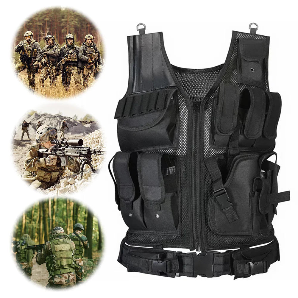 Nylon Combat Body Armor Vests Adjustable Mesh Vest Plate Carrier Vest Hunting Outdoor CS Game Airsoft Training Jacket