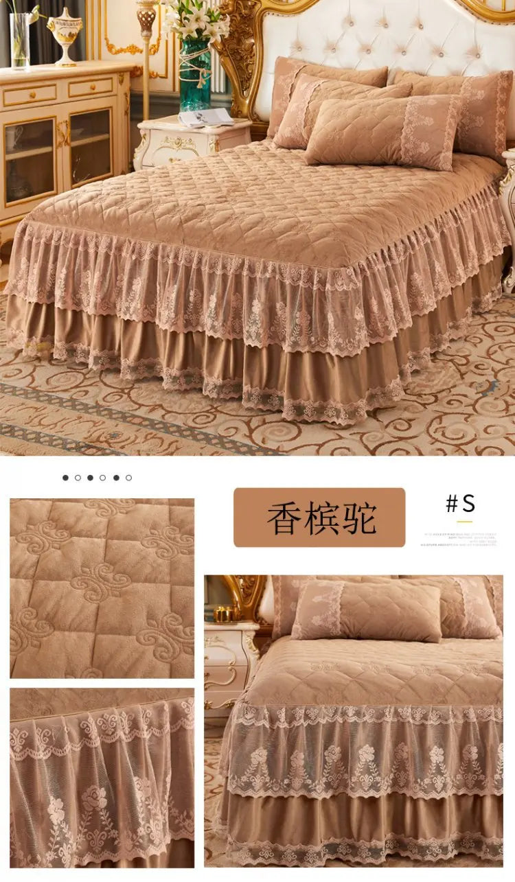 Elegant 3-Piece Lace Fitted Bedspread Set
