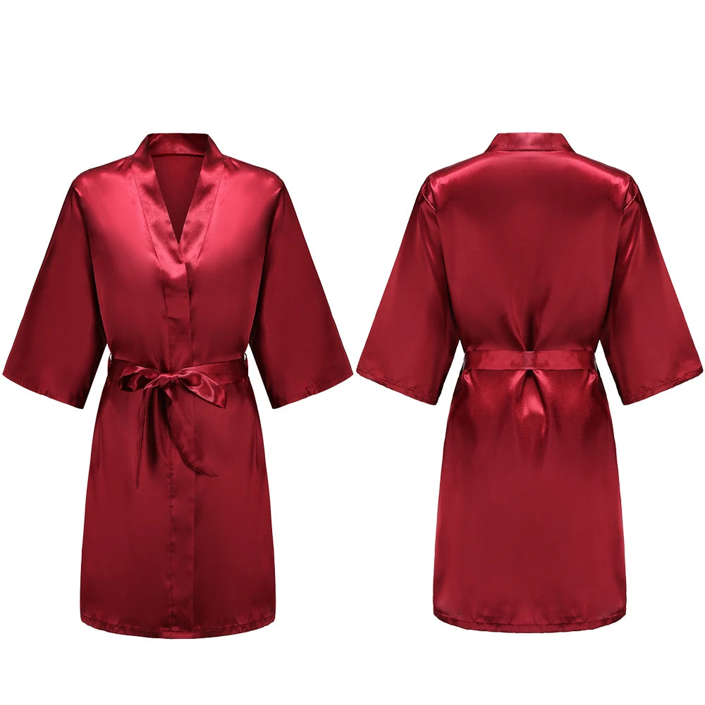 Women's Satin Pajama Set. Short Sleeve Robe & Shorts Loungewear