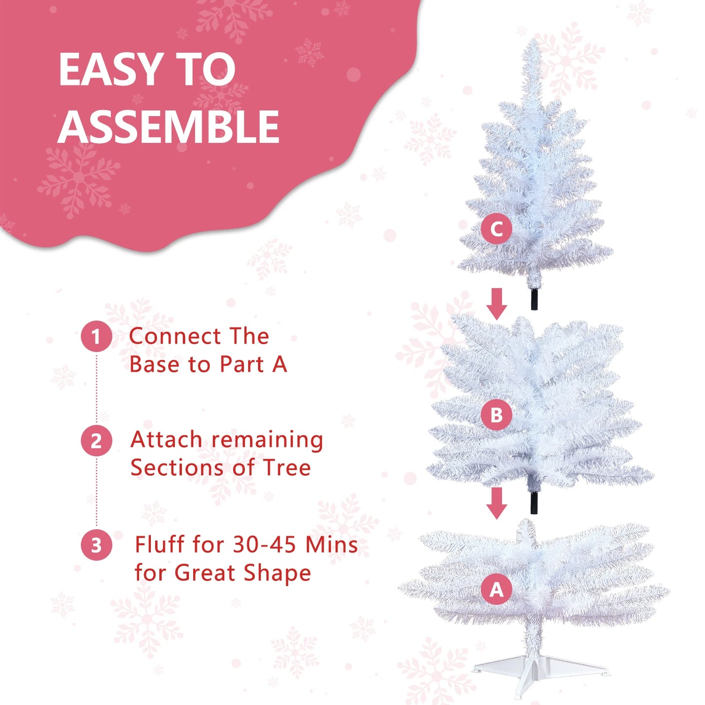 6FT Pre-Lit White Pencil Christmas Tree .Slim Space-Saving Holiday Décor with Warm Lights