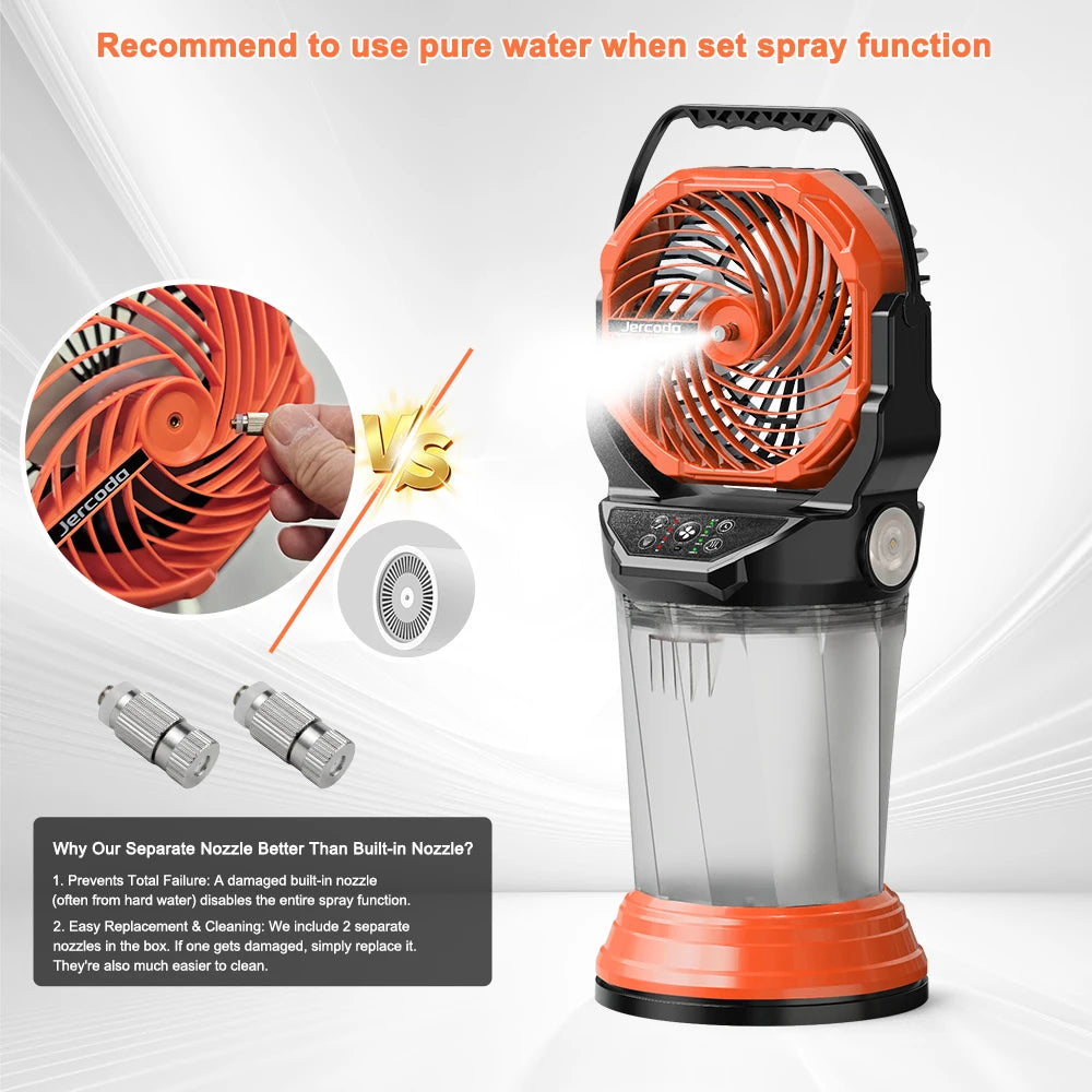 Portable Rechargeable Misting Fan with Remote Control .Outdoor Cooling Fan with Large Battery