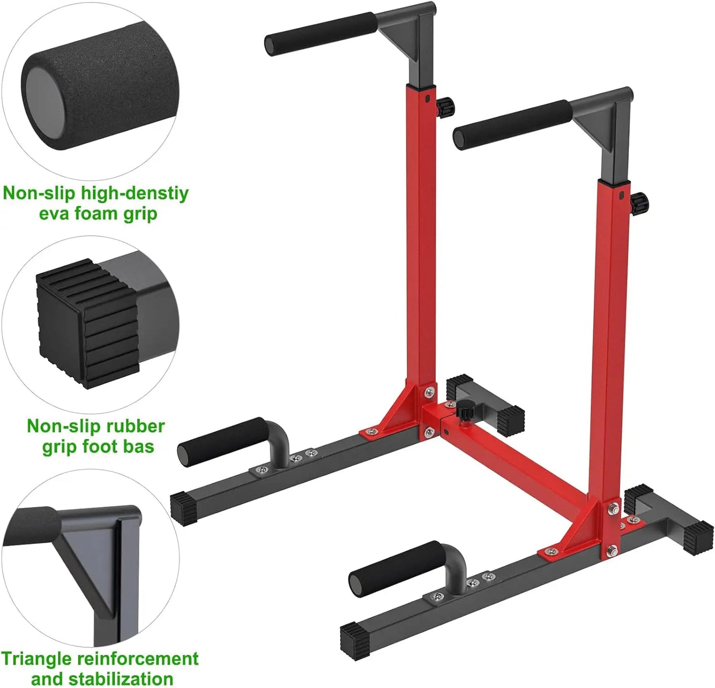 Heavy Duty Dip Bar, Adjustable Width & Height Dip Station Home Gym Fitness Equipment, 800lbs Capacity, Multifunctional Strength