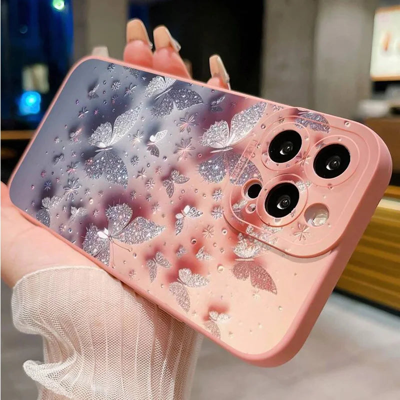 Butterfly Floral Design Shockproof Phone Case for iPhone Samsung