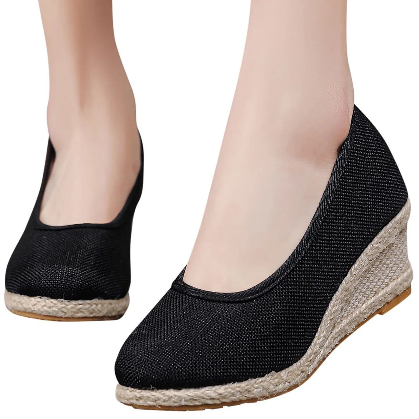 Wedges Woman Spring Summer Espadrilles Women Casual Slip-On Loafers Heeled Shoes Comfort Shallow Pumps Footwear Zapatos Mujer
