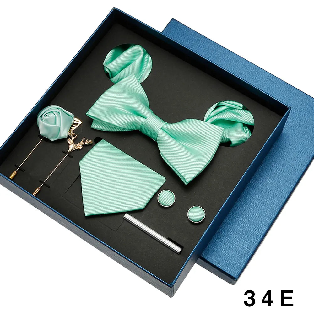Luxury Men’s Bow Tie Gift Set with Pocket Square, Cufflinks & Lapel Pin