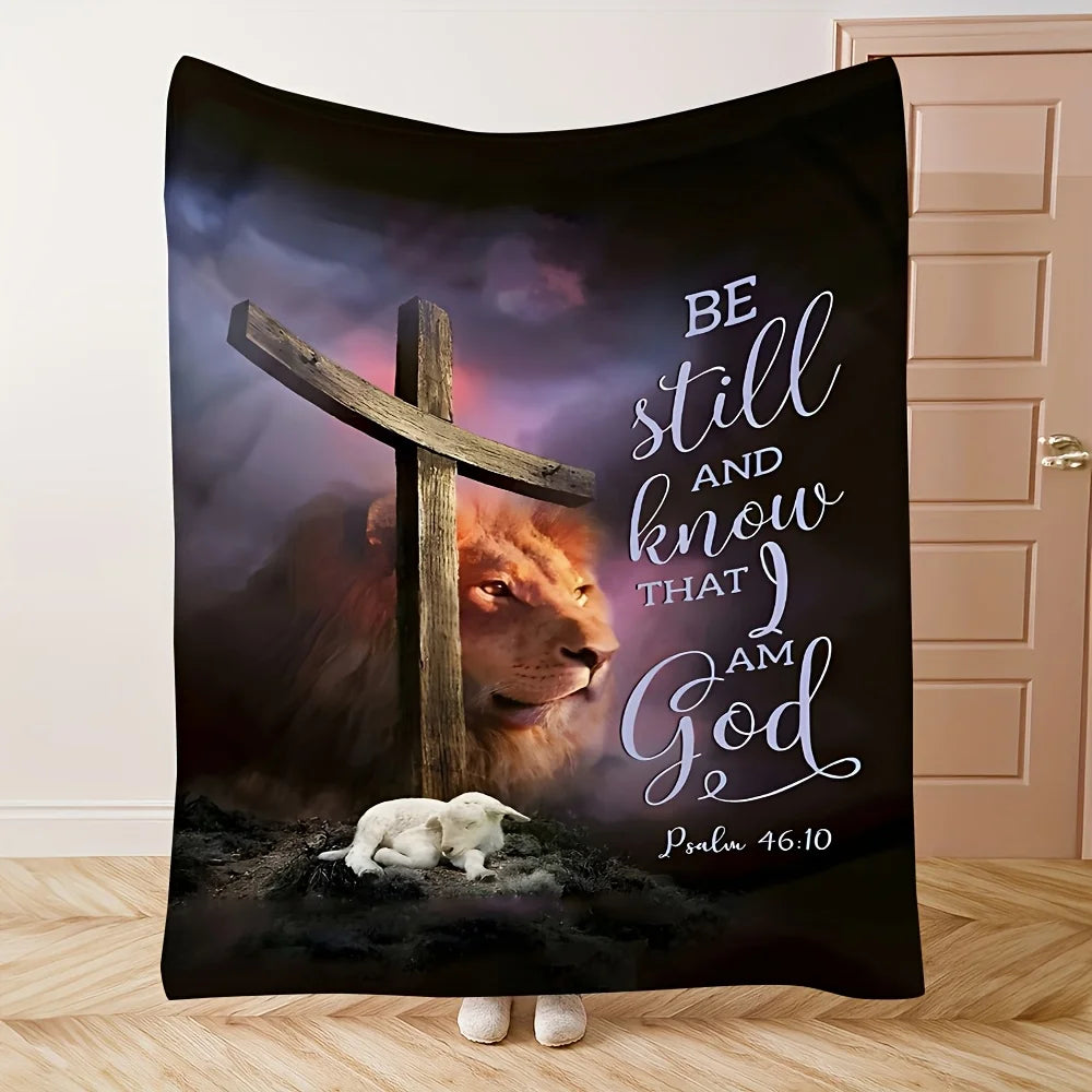 Inspirational Christian Flannel Throw Blanket . Faith-Based Soft Cozy Blanket for Home & Prayer Comfort
