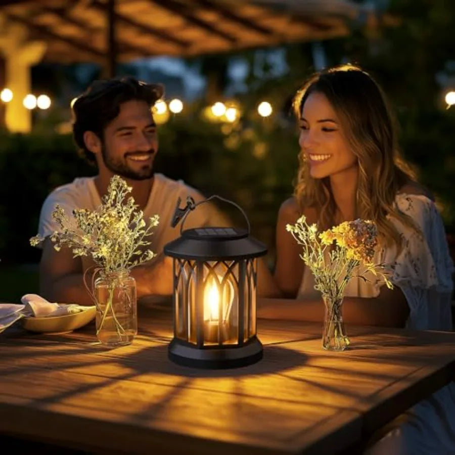 2-Pack Waterproof Solar Hanging Lanterns for Outdoor Patio, Garden, Porch & Pathway Decorative LED Lights