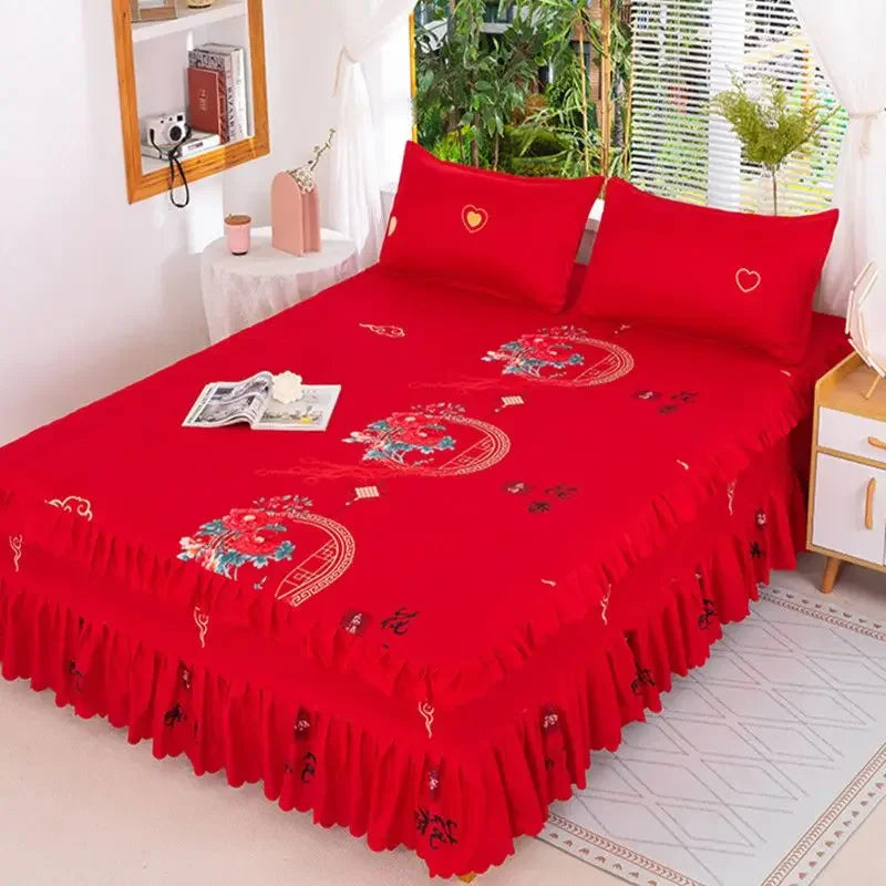Bedroom Flat Sheets Bed Printed Fashion Modern Queen King Size Washed Cotton Comfortable Bedding Mattress Cover Bedspread New