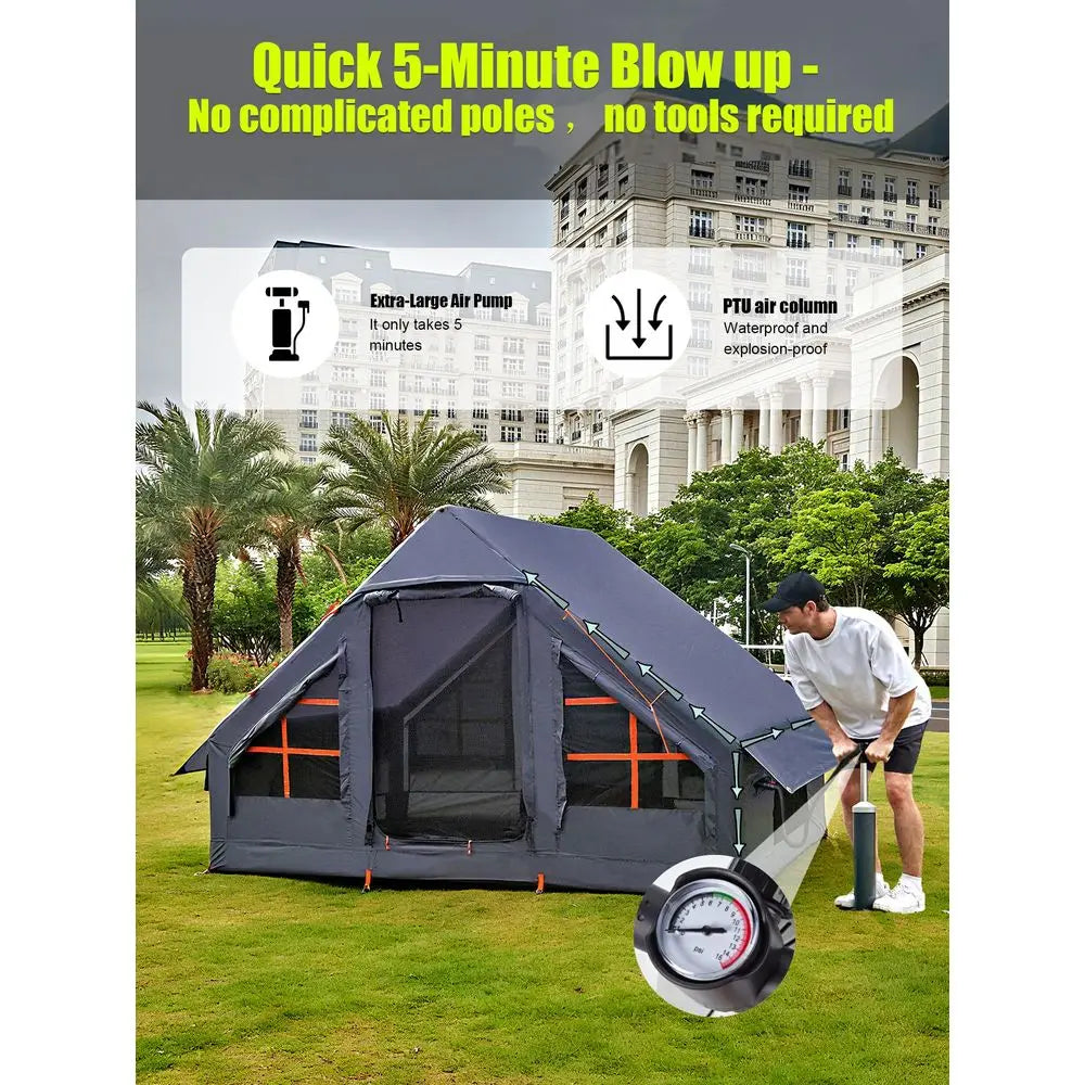 Inflatable Glamping Tent with Hand Pump – Waterproof Luxury Camping Shelter