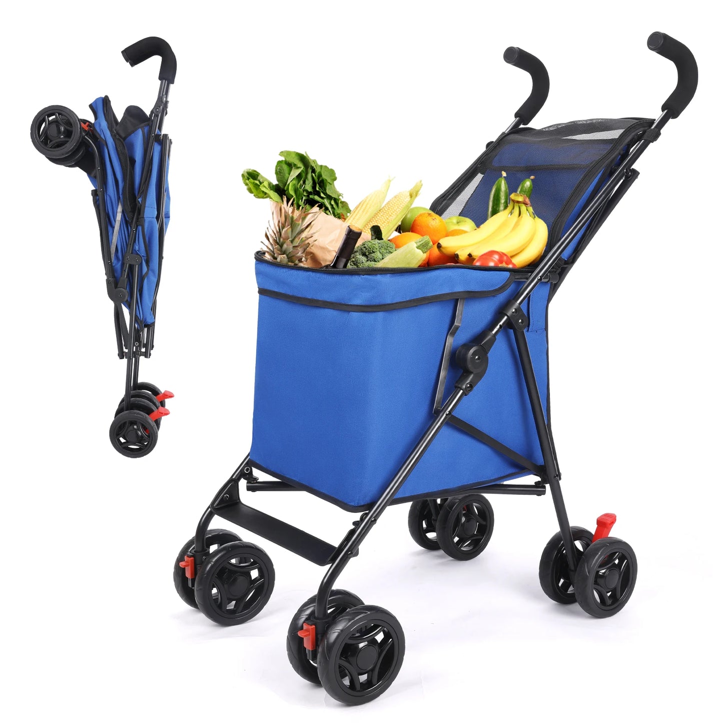 Multifunctional Folding Utility Wagon Cart – Portable Heavy-Duty Collapsible Rolling Cart for Shopping, Gardening, Camping, Beach & Grocery Transport