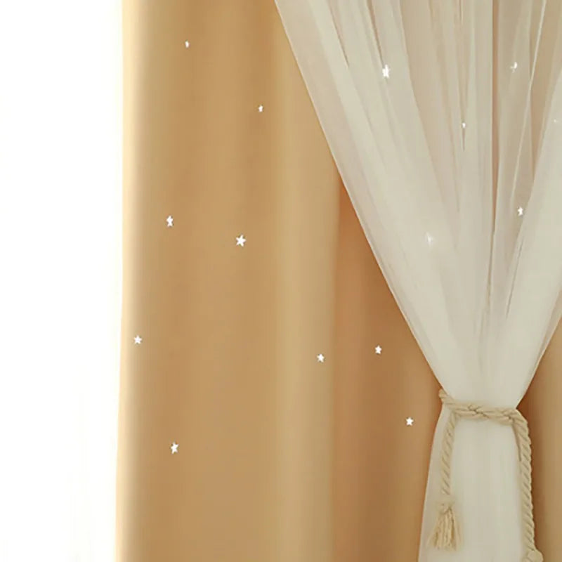 Dream Star Blackout Curtains. Elegant Double Layer Bedroom Window Panels