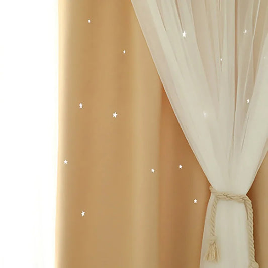 Dream Star Blackout Curtains. Elegant Double Layer Bedroom Window Panels